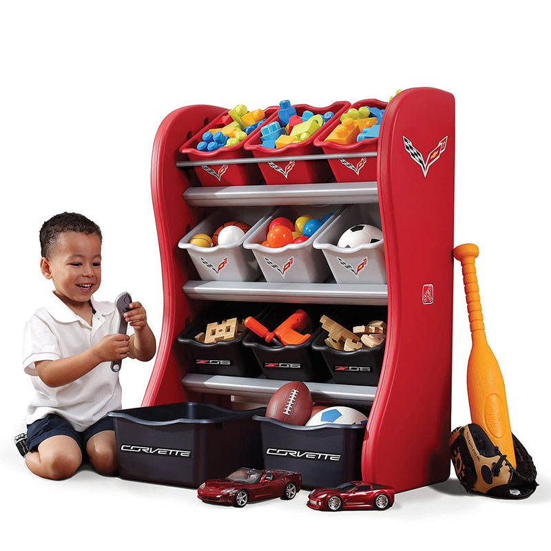 Step2 Kids Corvette Room 11 Bin Plastic Playroom Organizer & Toy Storage Unit