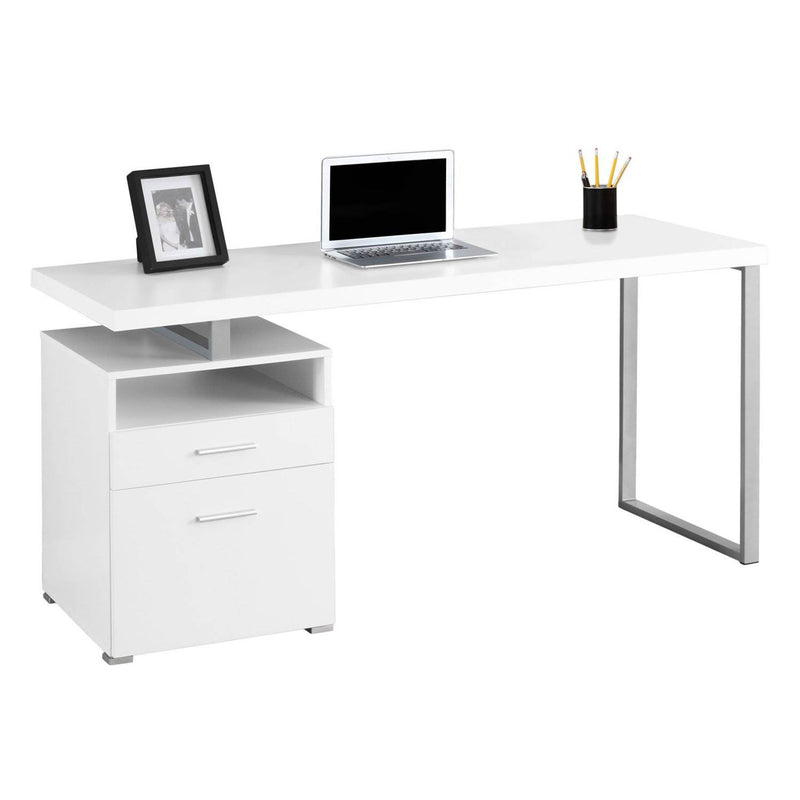 Monarch 60" Contemporary Computer Desk with Filing Drawer, White (Open Box)