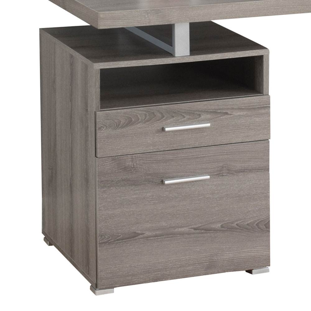 Monarch Specialties 60" Modern Home Computer Desk w/ Filing Drawer, Dark Taupe
