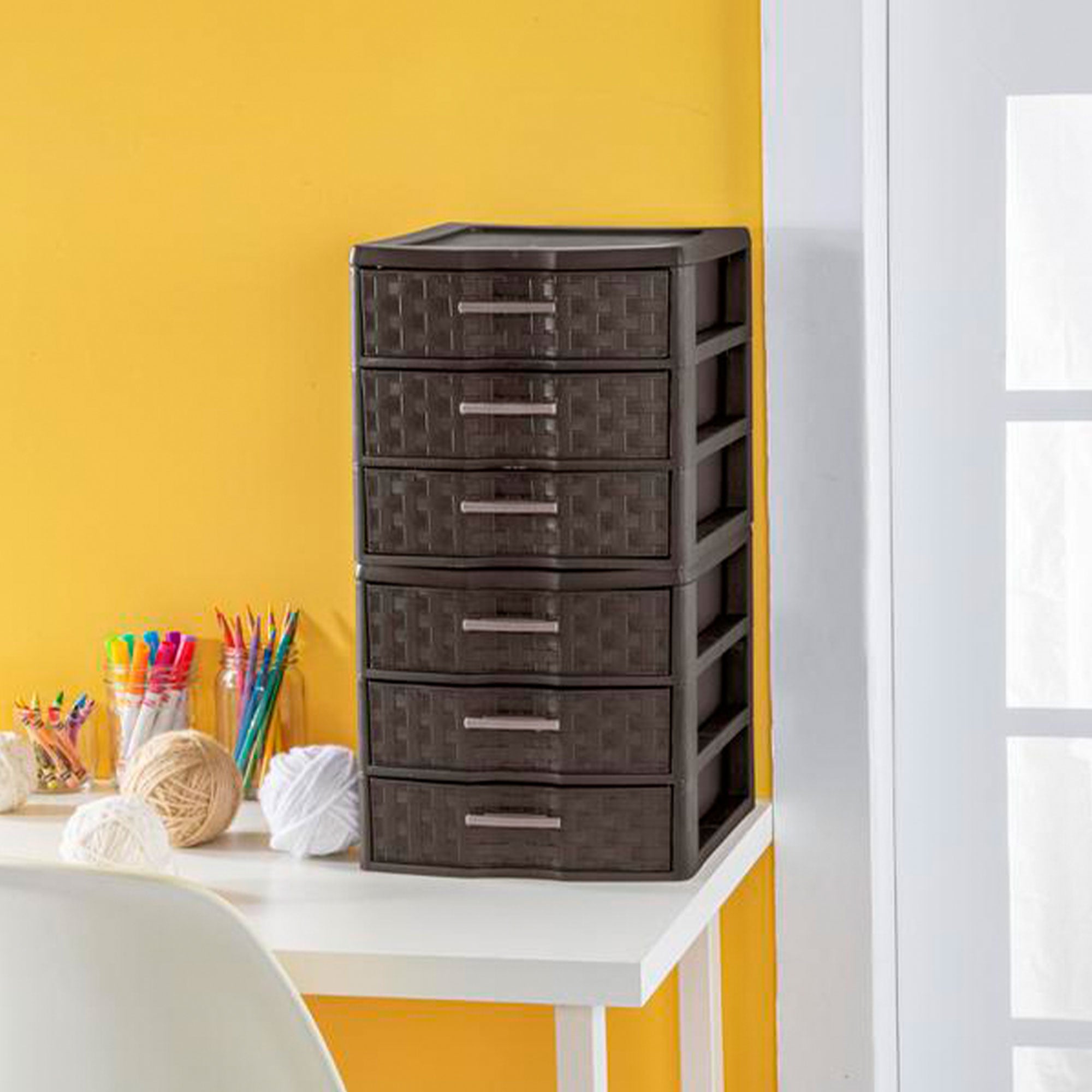 Sterilite Medium Weave Craft Office Supplies 3 Drawer Storage Organizer (4 Pack)