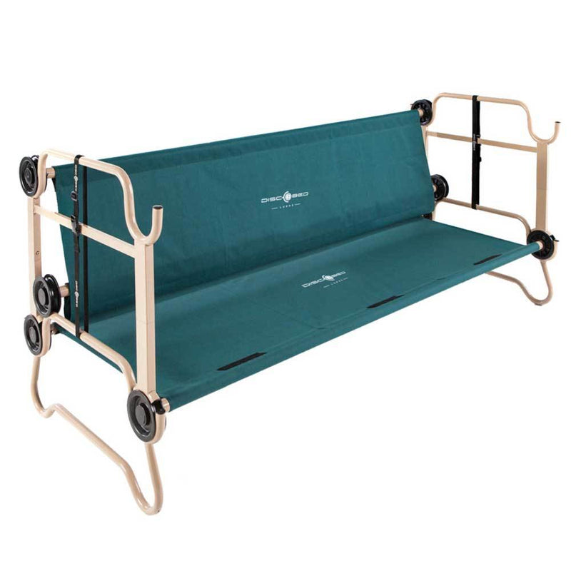 Disc-O-Bed Large Cam-O-Bunk Green Double Cot w/ Organizers+ 4 No Slip Foot Pads - VMInnovations
