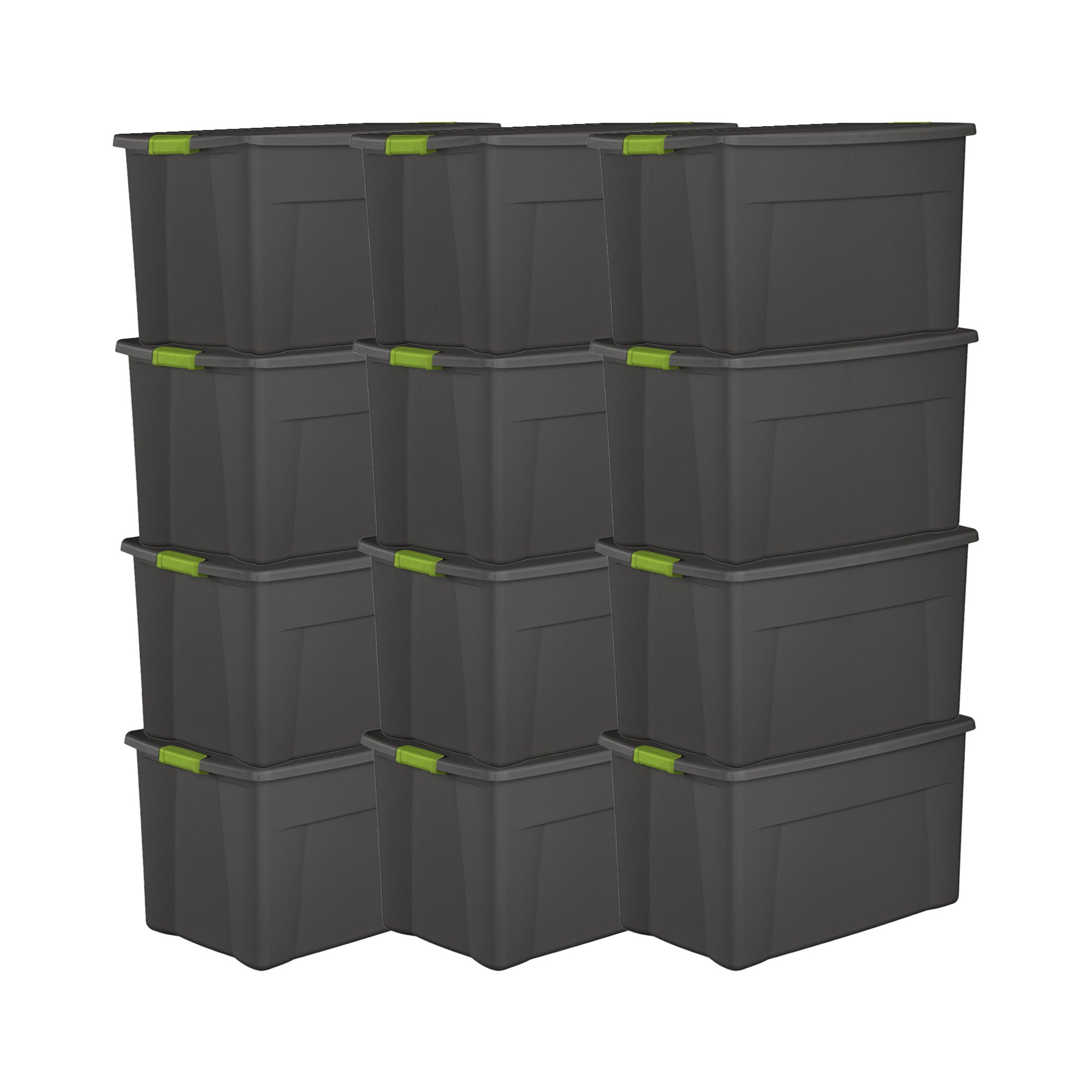 Sterilite 35 Gallon Storage Tote Box with Latching Container Lid, Gray (12 Pack)