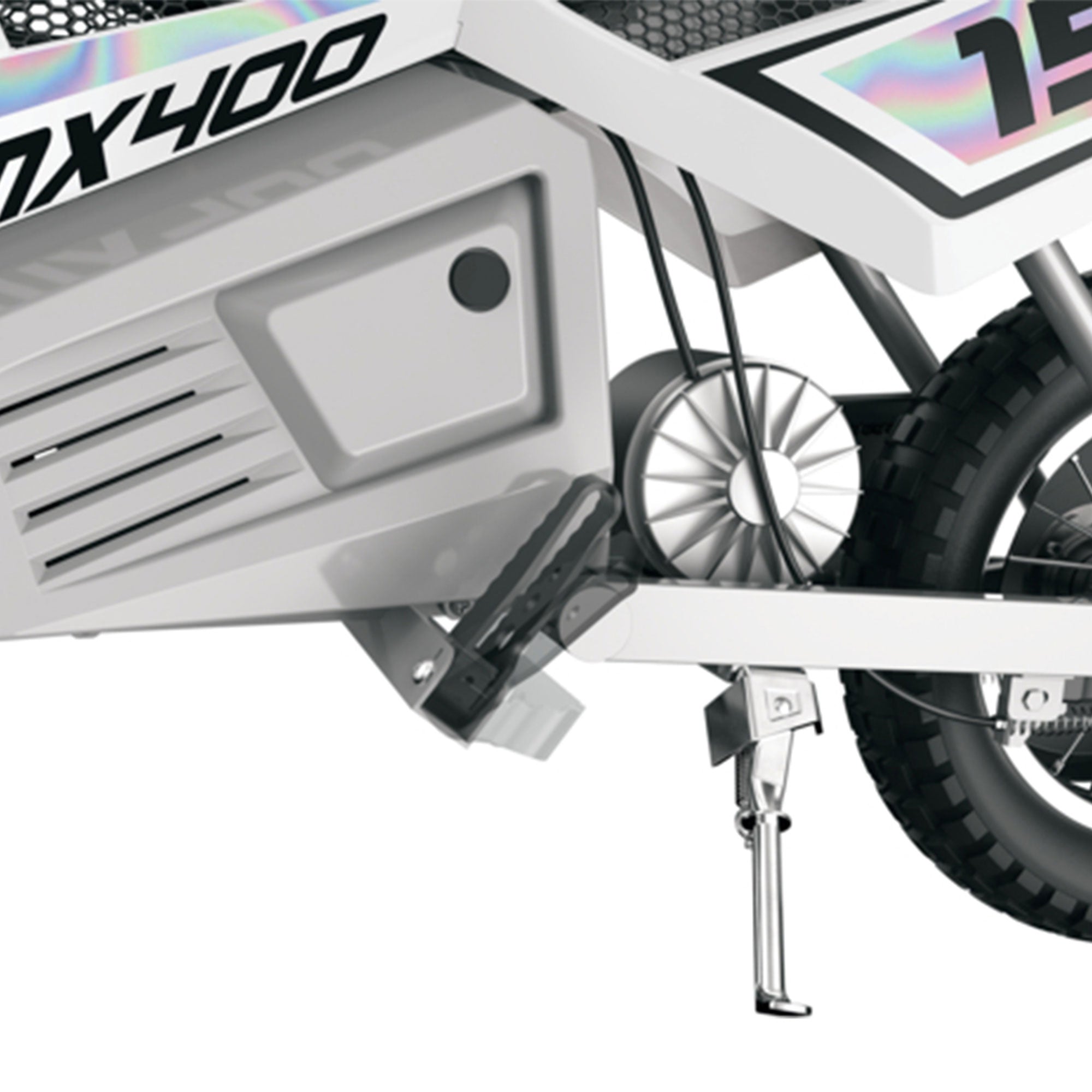 Razor MX400 Dirt Rocket 24V Electric Toy Motocross Motorcycle Dirt Bike, White
