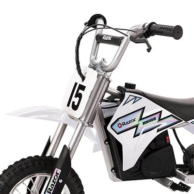 Razor MX400 & MX650 Electric Toy Motocross Motorcycle Dirt Bike, White & Black
