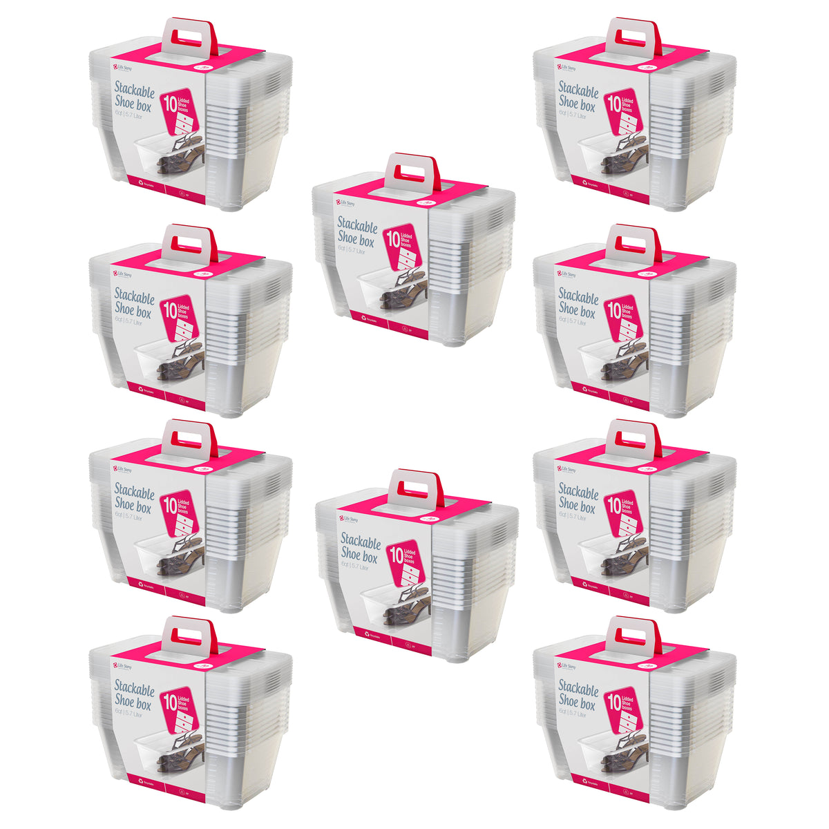 Life Story 5.7-Liter Clear Shoe & Closet Storage Box Container (10 Pack)
