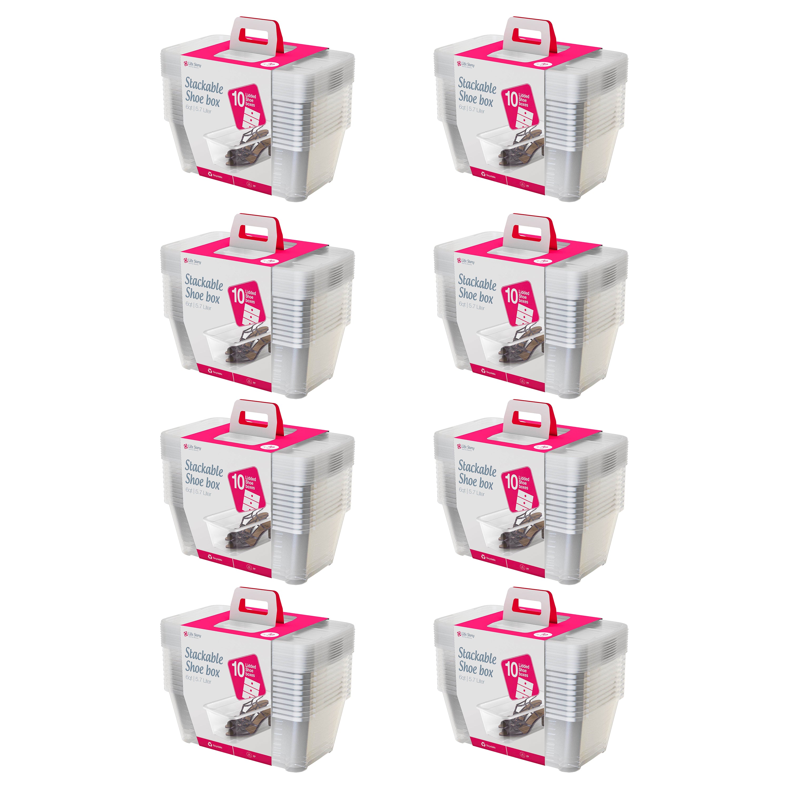 Life Story 5.7 Liter Clear Shoe/Closet Storage Box Stacking Container (80 Boxes)