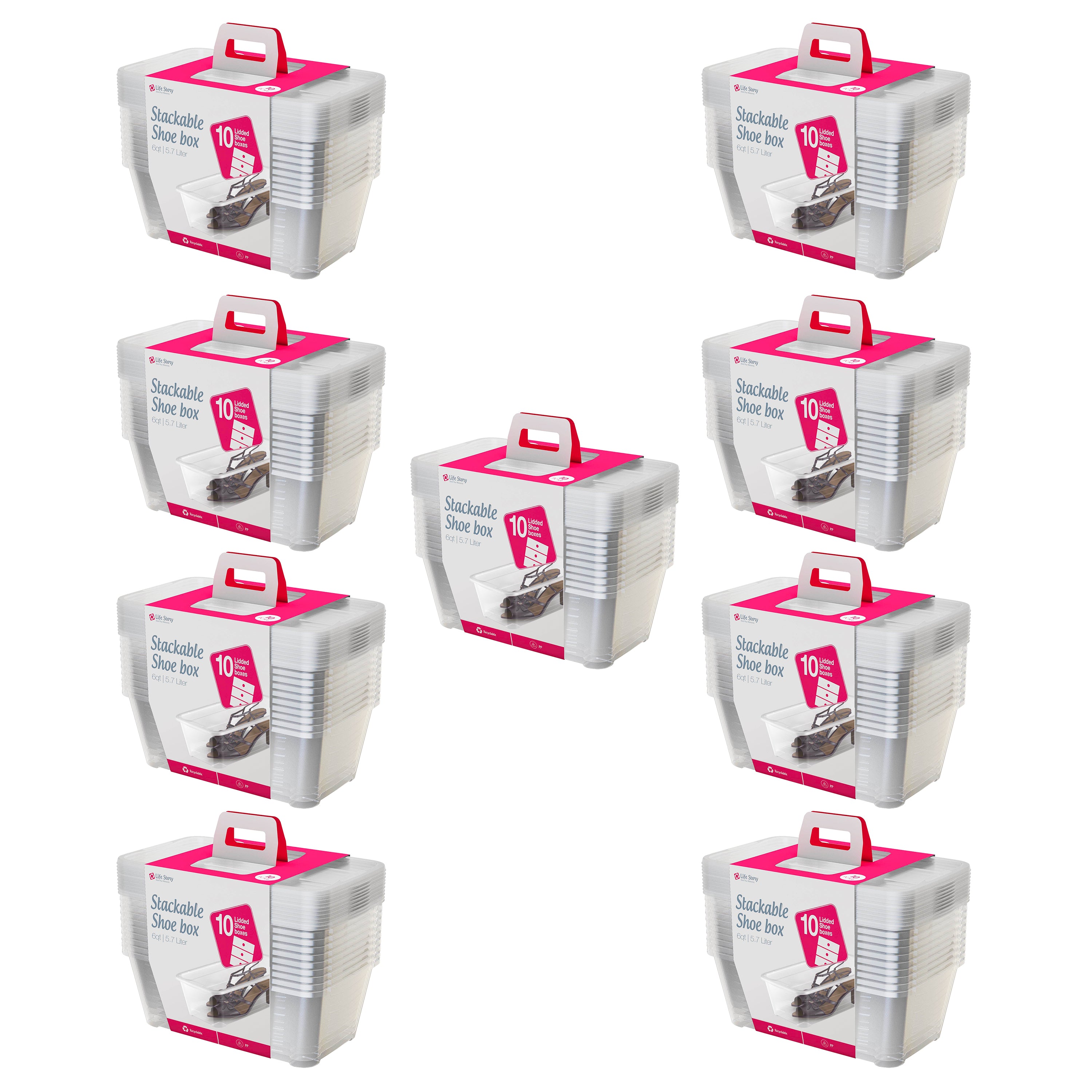 Life Story 5.7 Liter Clear Shoe/Closet Storage Box Stacking Container (90 Boxes)