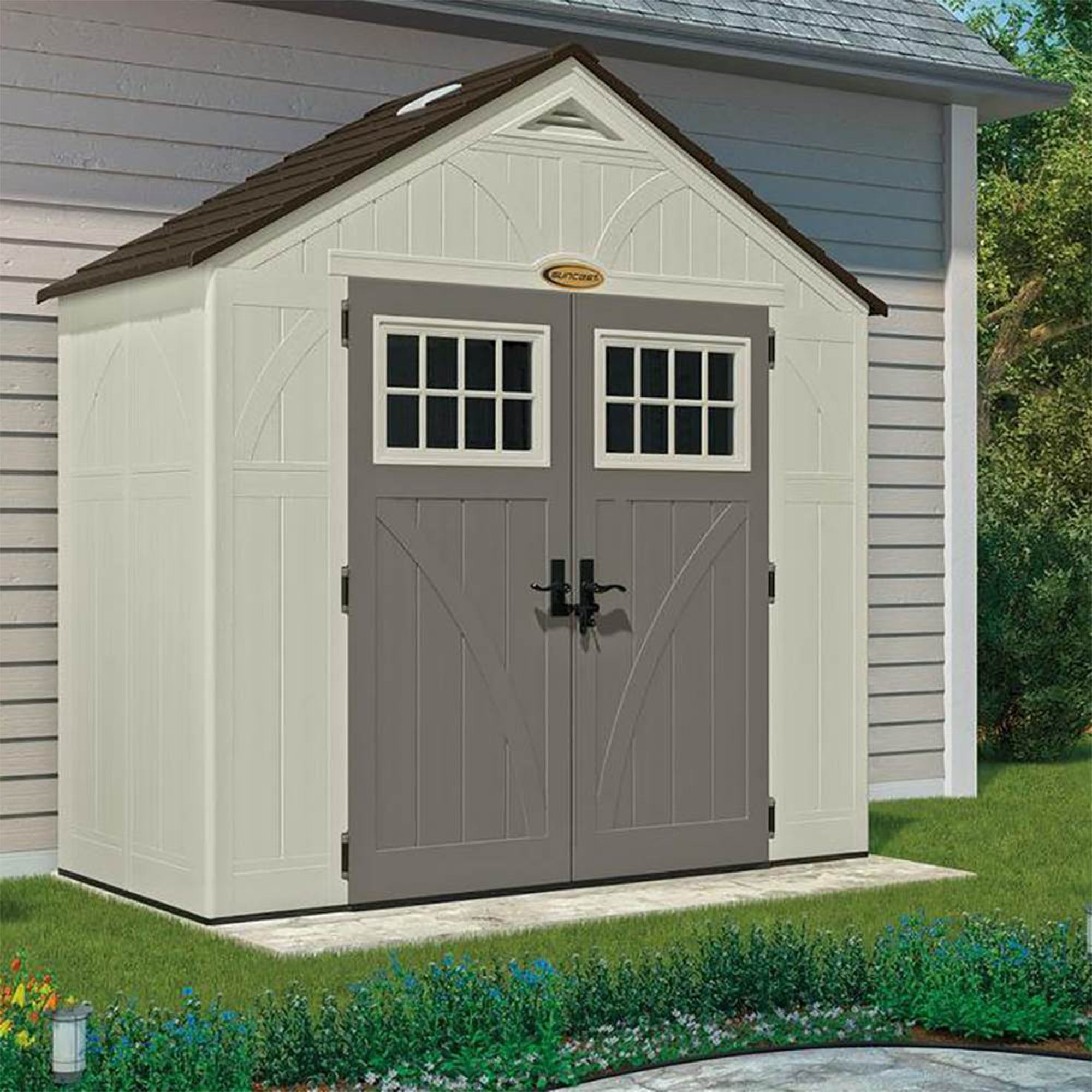 Suncast Tremont 8' x 4' Resin Outdoor Patio and Garden Backyard Storage Shed - VMInnovations