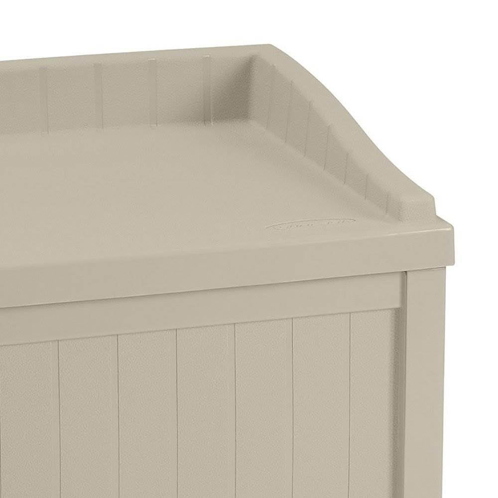 Suncast 22 Gal Outdoor Storage Resin Patio Deck Box w/ Seat, Taupe (Open Box)