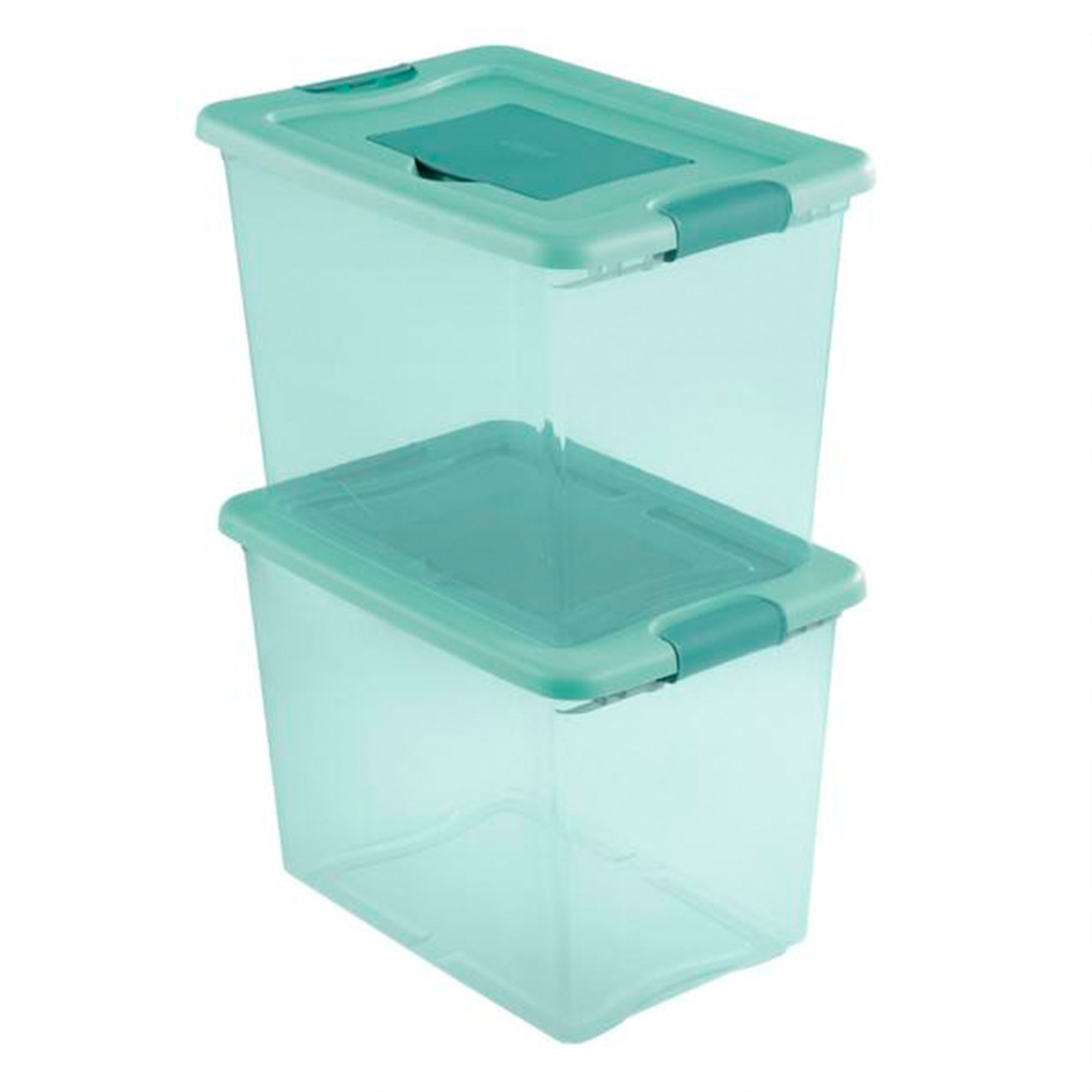 Sterilite 25 Quart Fresh Scent Stackable Storage Box Container (6 Pack), Aqua