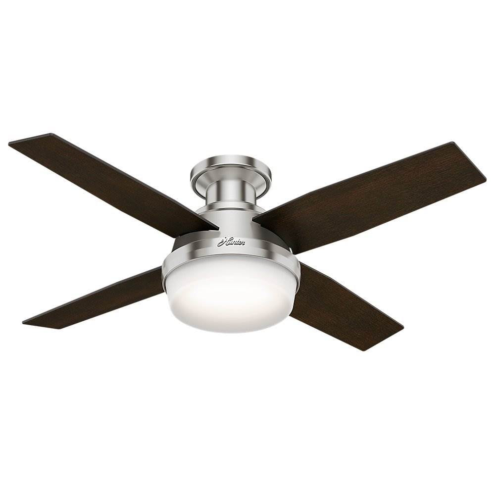 Hunter 44" Dempsey Low Profile Brushed Nickel Ceiling Fan with Light (Open Box)