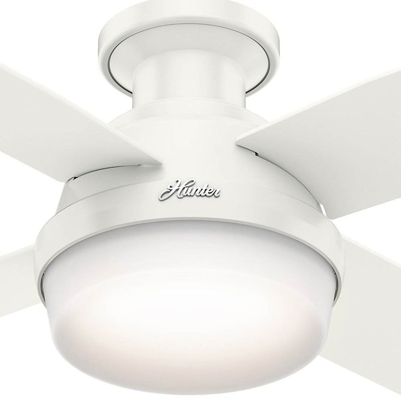 Hunter 44 Inch Dempsey Low Profile Fresh White Ceiling Fan with Light & Remote