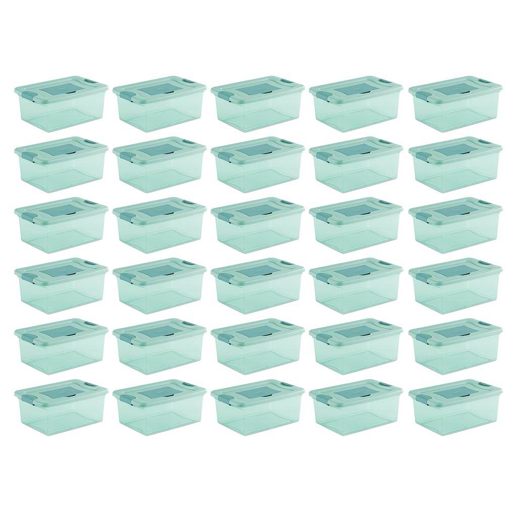 Sterilite 15 Quart Fresh Scent Stackable Shoe Storage Box Container (30 Pack)