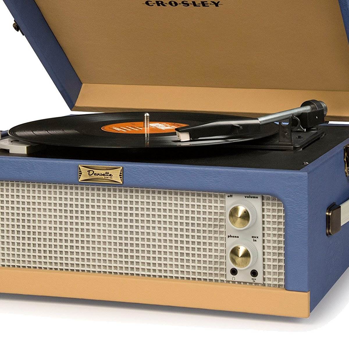 Crosley Dansette Junior Vintage 2-Speed Portable Turntable, Blue & Tan (Used)
