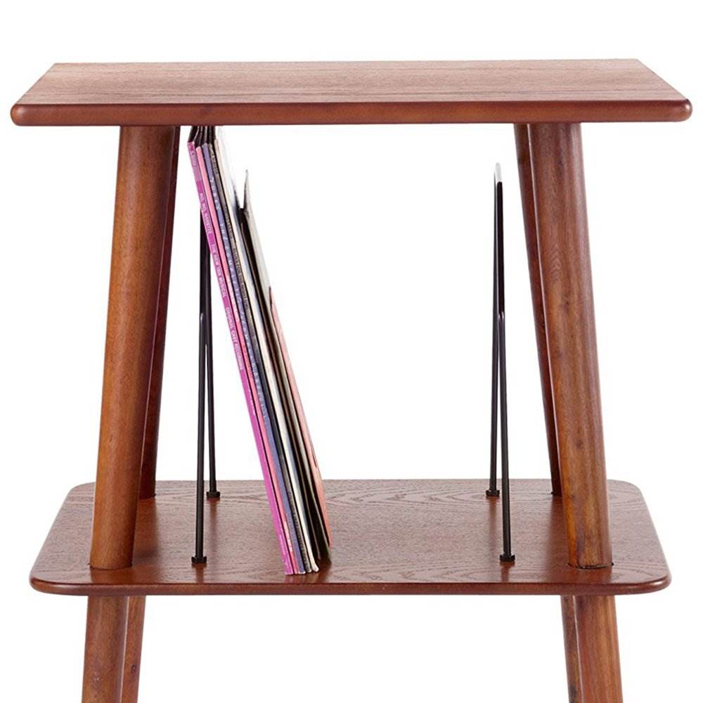 Crosley Manchester Hardwood Veneer Modern Record Player Turntable Stand, Paprika