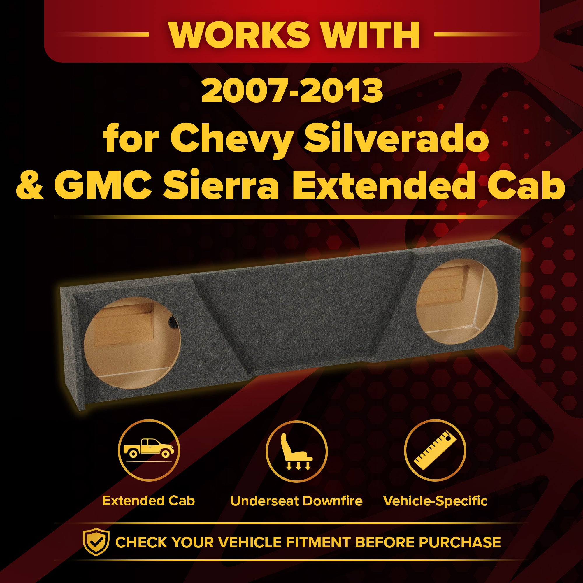 QPower Dual 12" Sub Box for Chevy Silverado XCab and GMC Sierra XCab (Open Box) - VMInnovations
