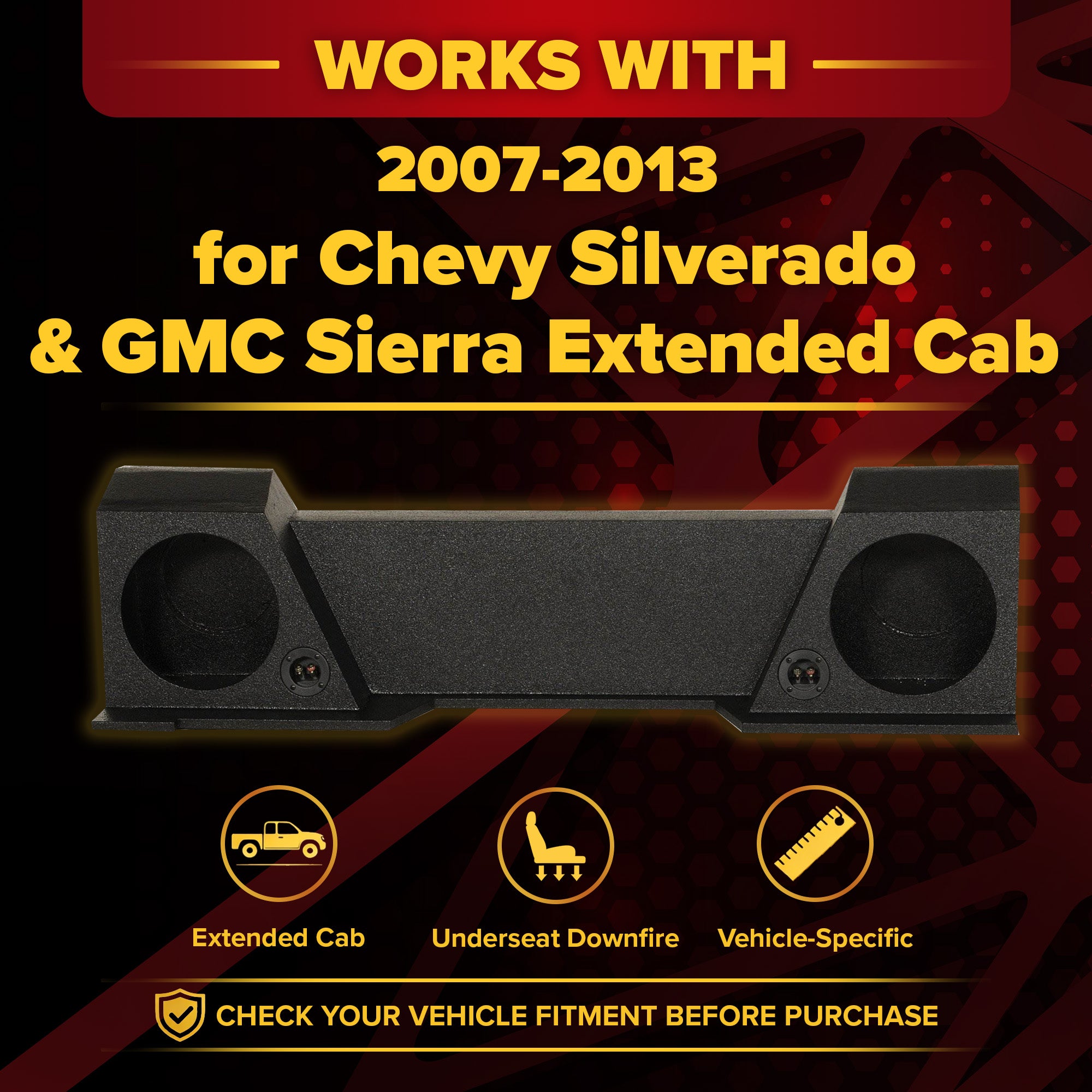 QPower Dual 10" Sub Box for Chevy Silverado XCab and GMC Sierra XCab 2007-2013 - VMInnovations