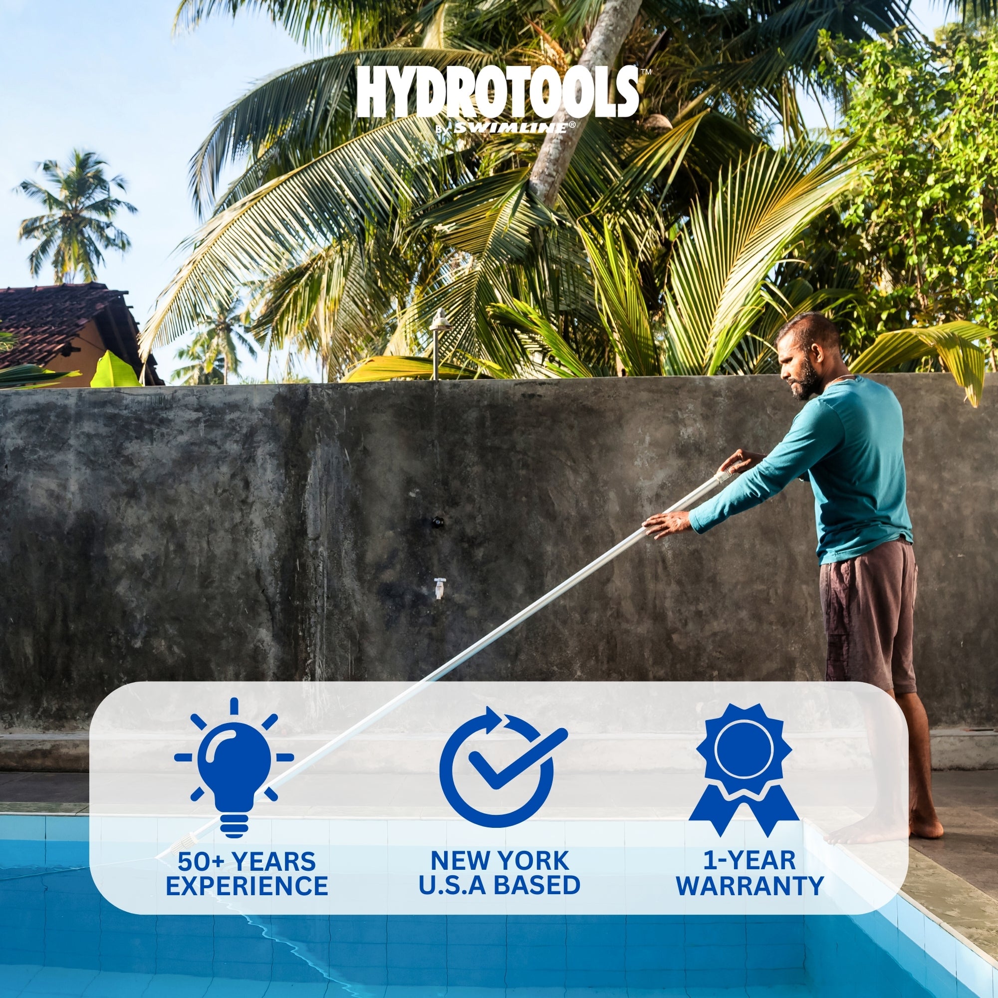 Swimline Hydrotools 3 Piece Telescopic Pole with Locking Cams for Pool Cleaning - VMInnovations