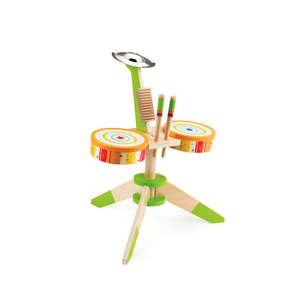 Hape Kids Rock and Rhythm Wooden Drum Play Set (Open Box)