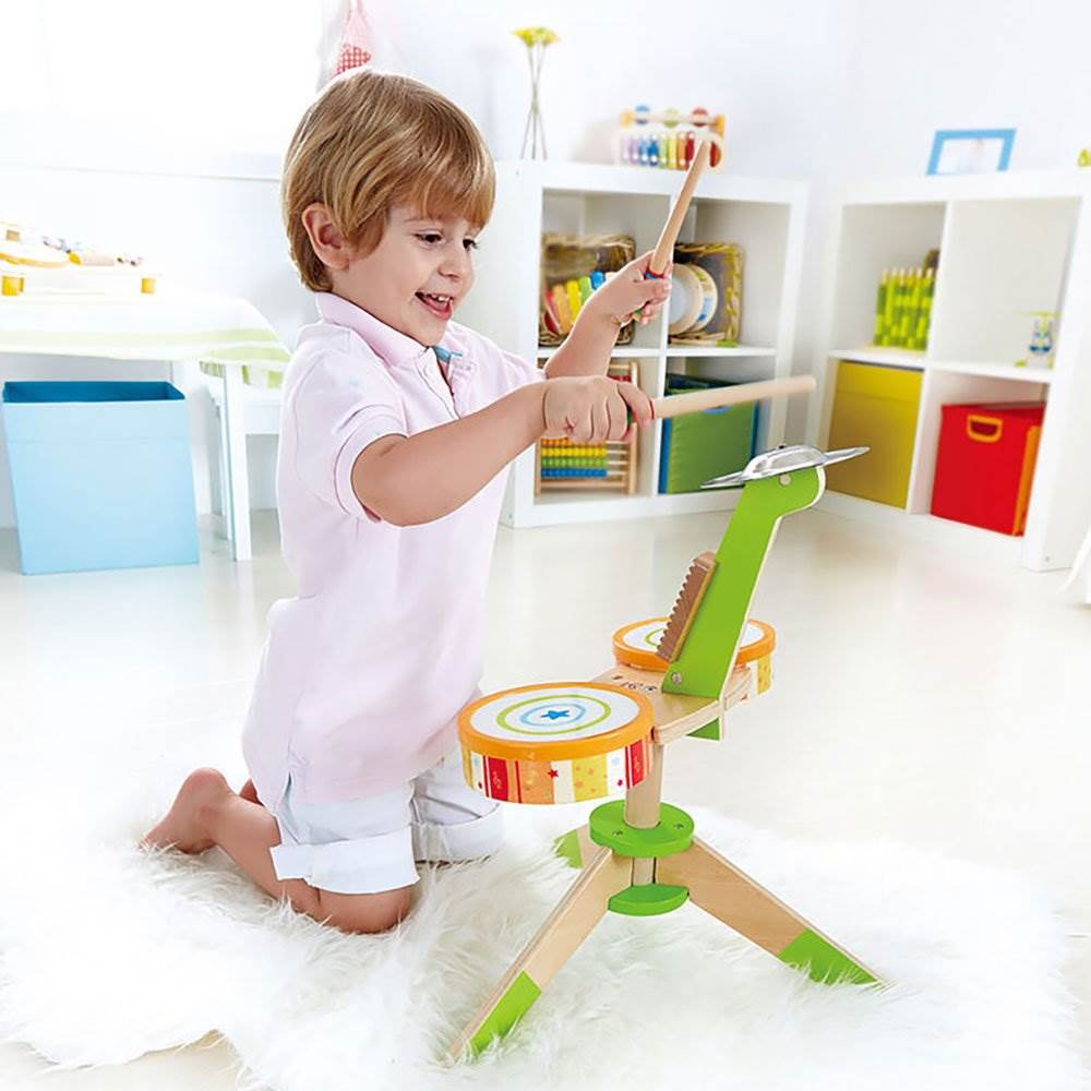 Hape Kids Rock and Rhythm Wooden Drum Play Set (Open Box)