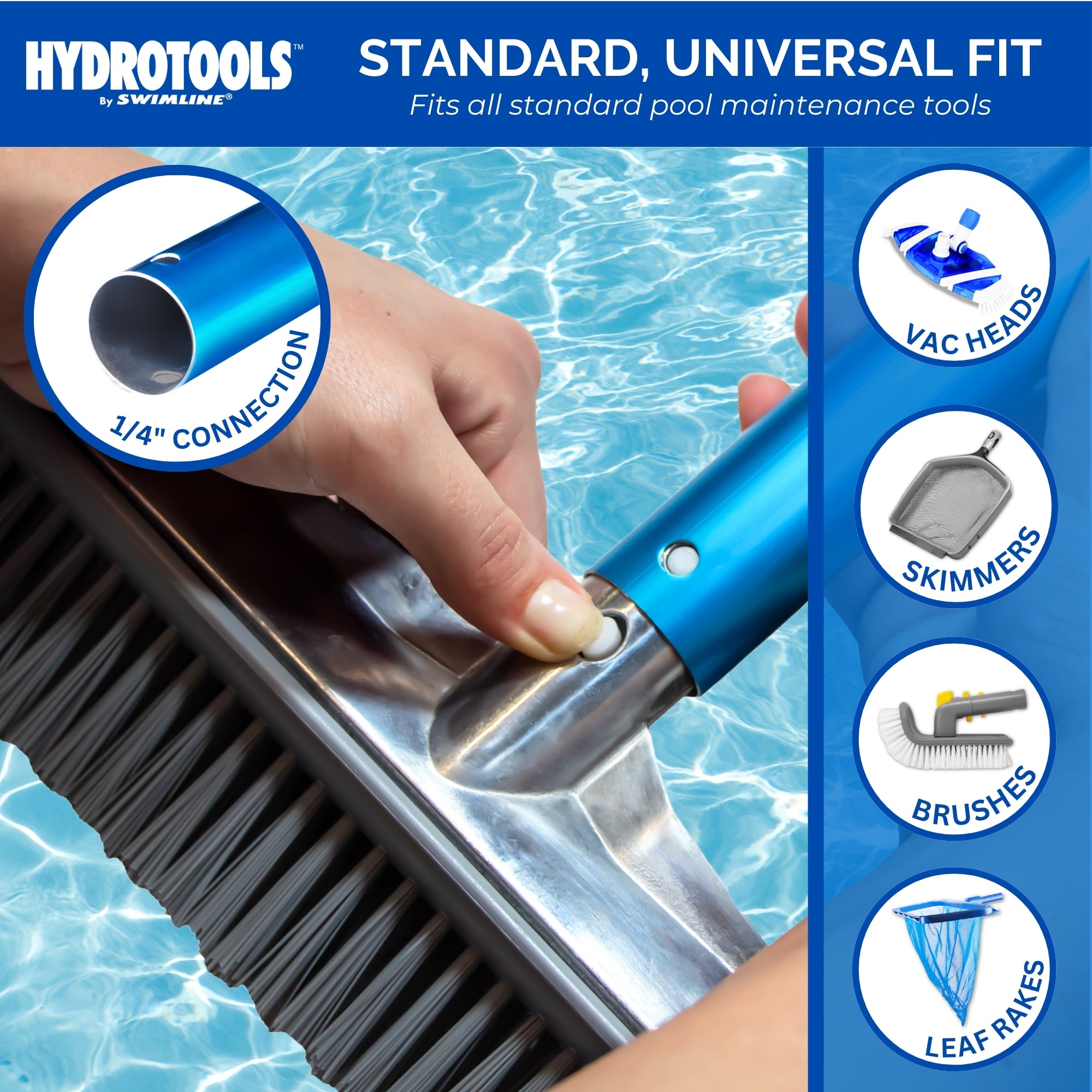 Swimline Hydrotools 2 Piece Telescopic Pole with Locking Cams for Pool Cleaning - VMInnovations