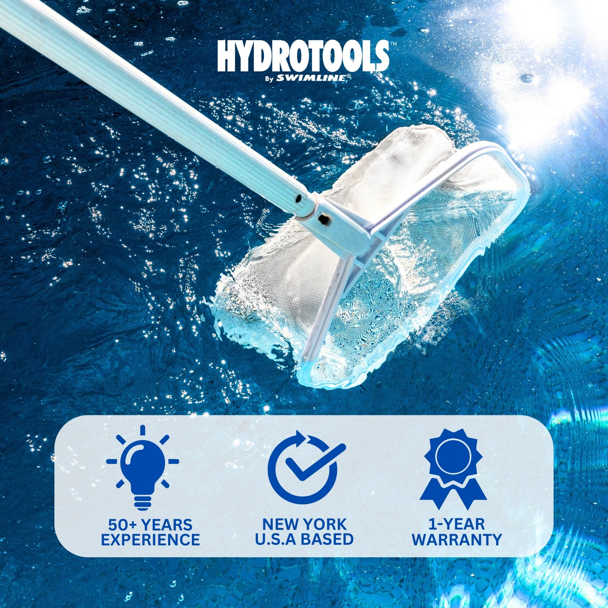 Hydro Tools 8365 8' to 16' Ft 2 Piece Adjustable Telescopic Pool Pole - White