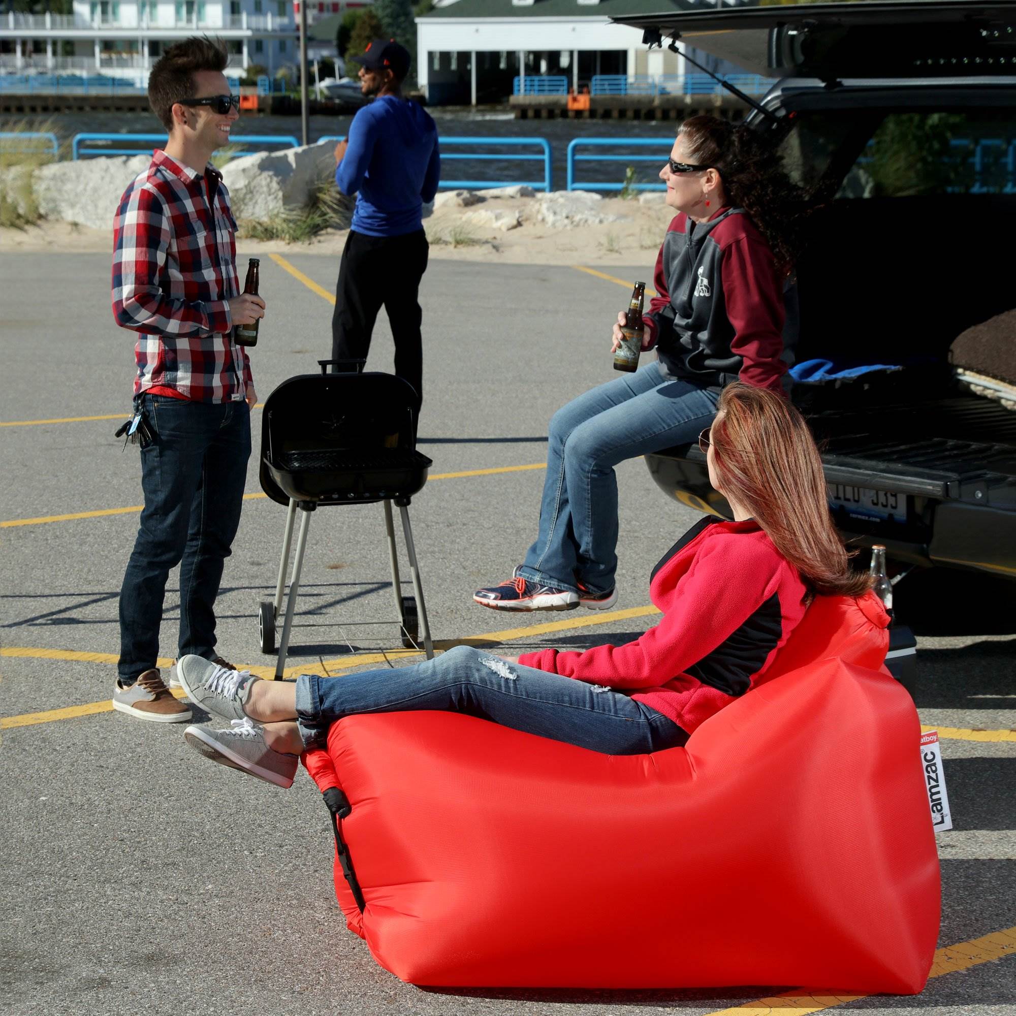 Lamzac Stoel Indoor/Outdoor High Back Inflatable Air Lounger Chair Red(Open Box)