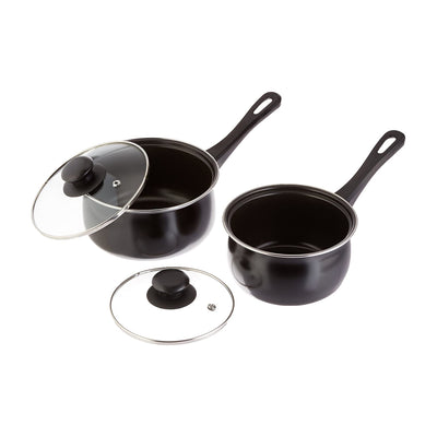 Gibson 7 Piece Carbon Steel Nonstick Pots and Pans Cookware Set with Lids, Black - VMInnovations