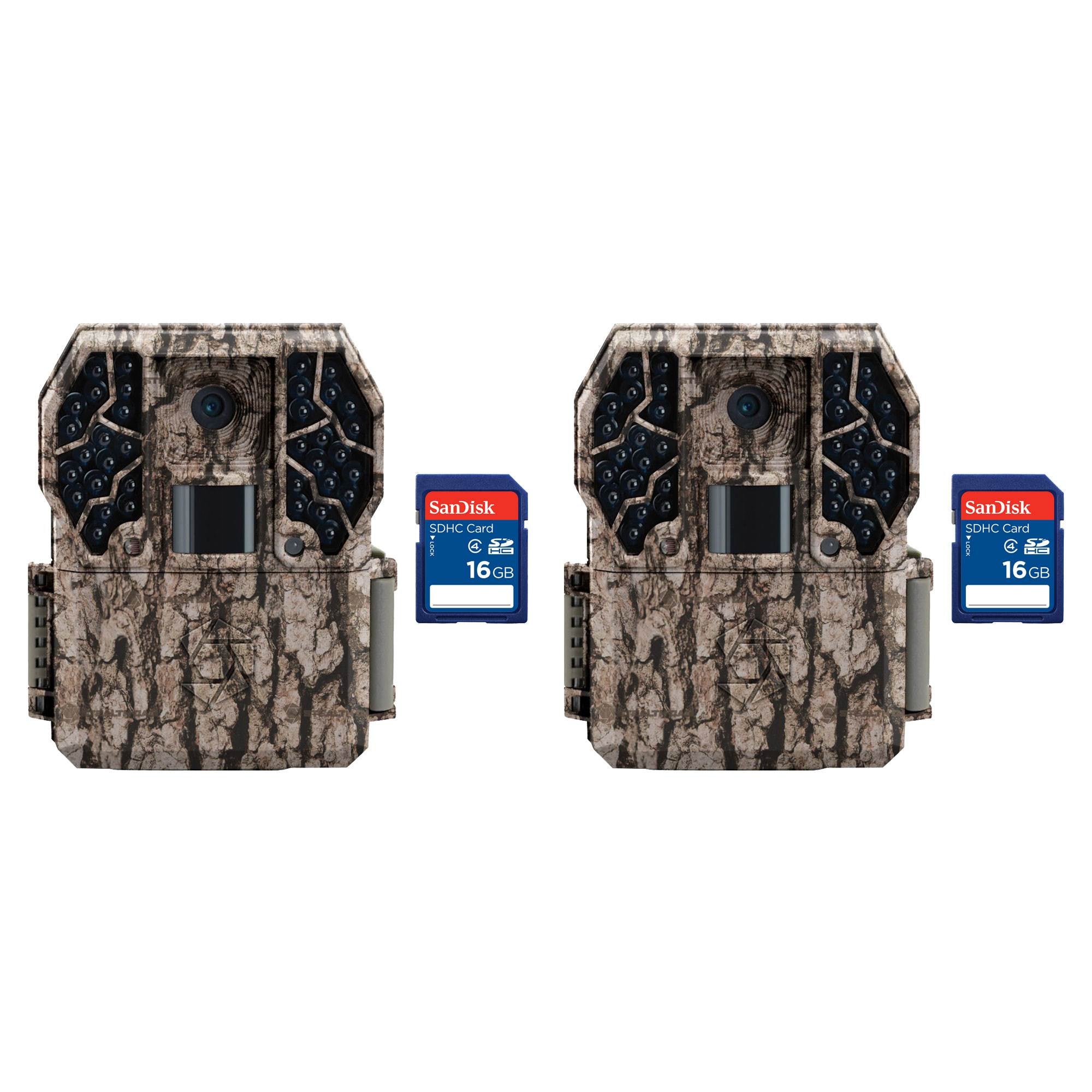 Stealth Cam Z36 No Glo 80' 10MP Video LCD Trail Game Camera, 2 Pack + SD Cards