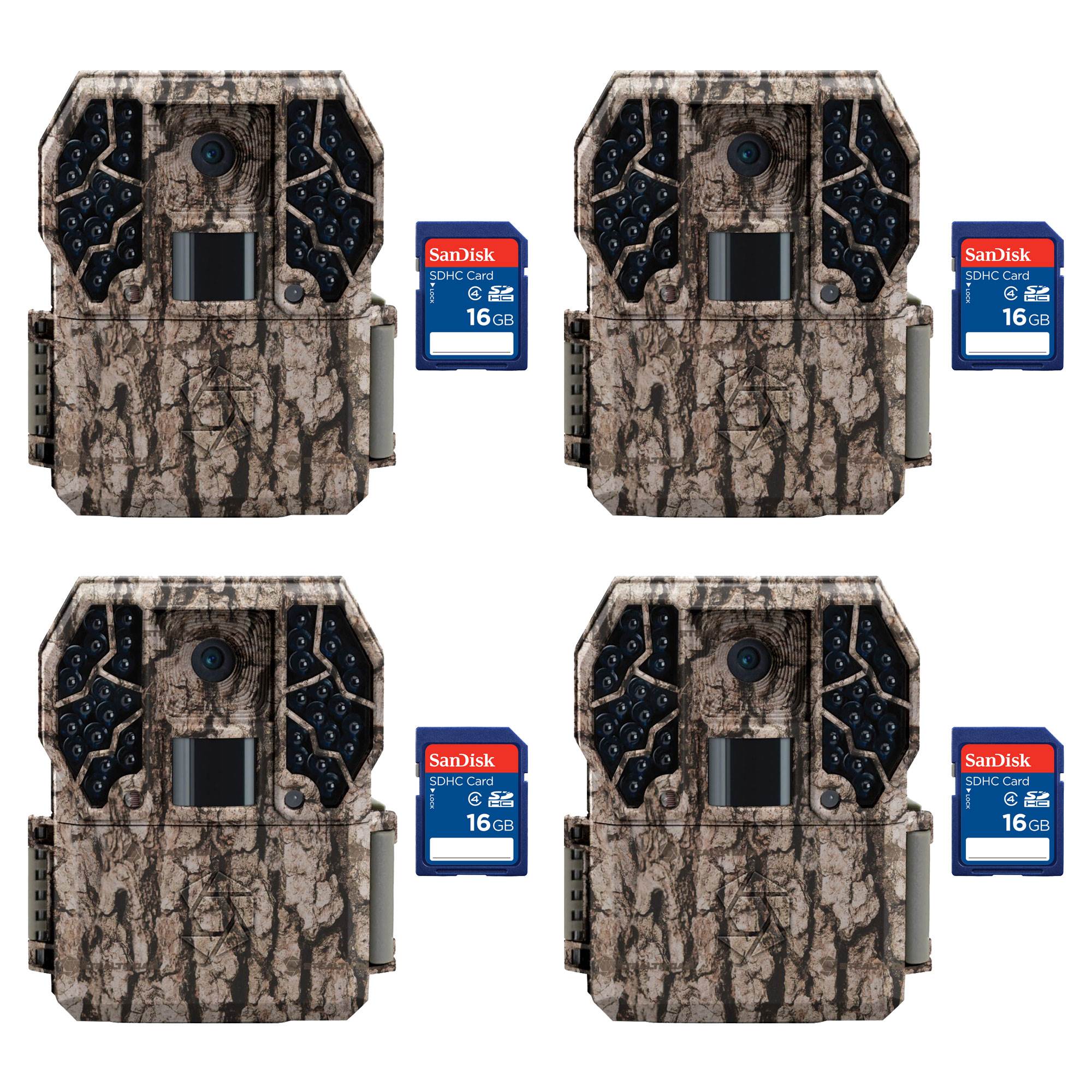Stealth Cam Z36 No Glo 80' 10MP Video LCD Trail Game Camera, 4 Pack + SD Cards