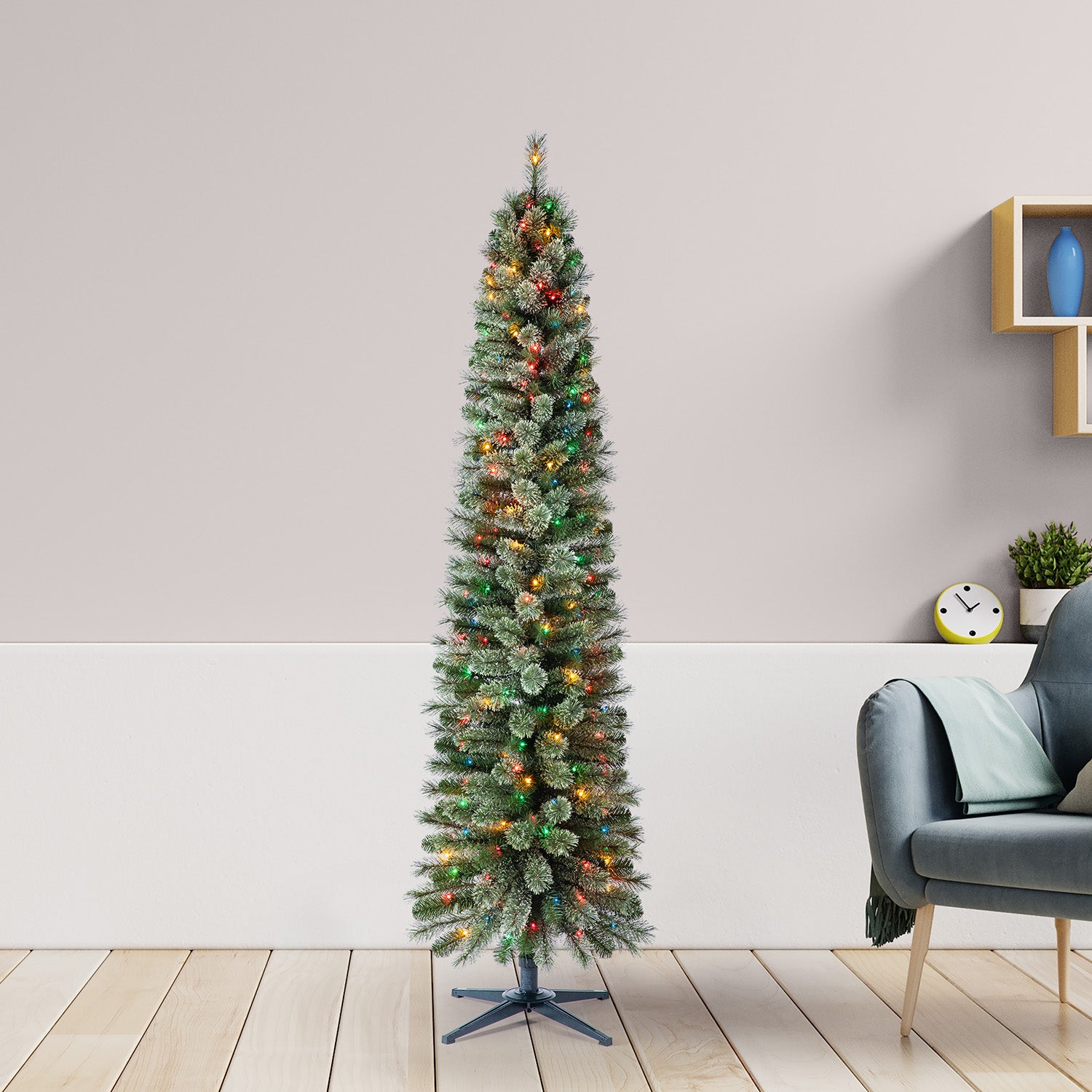 Home Heritage Stanley 7' Pine Artificial Christmas Tree, PreLit 350 Color Lights