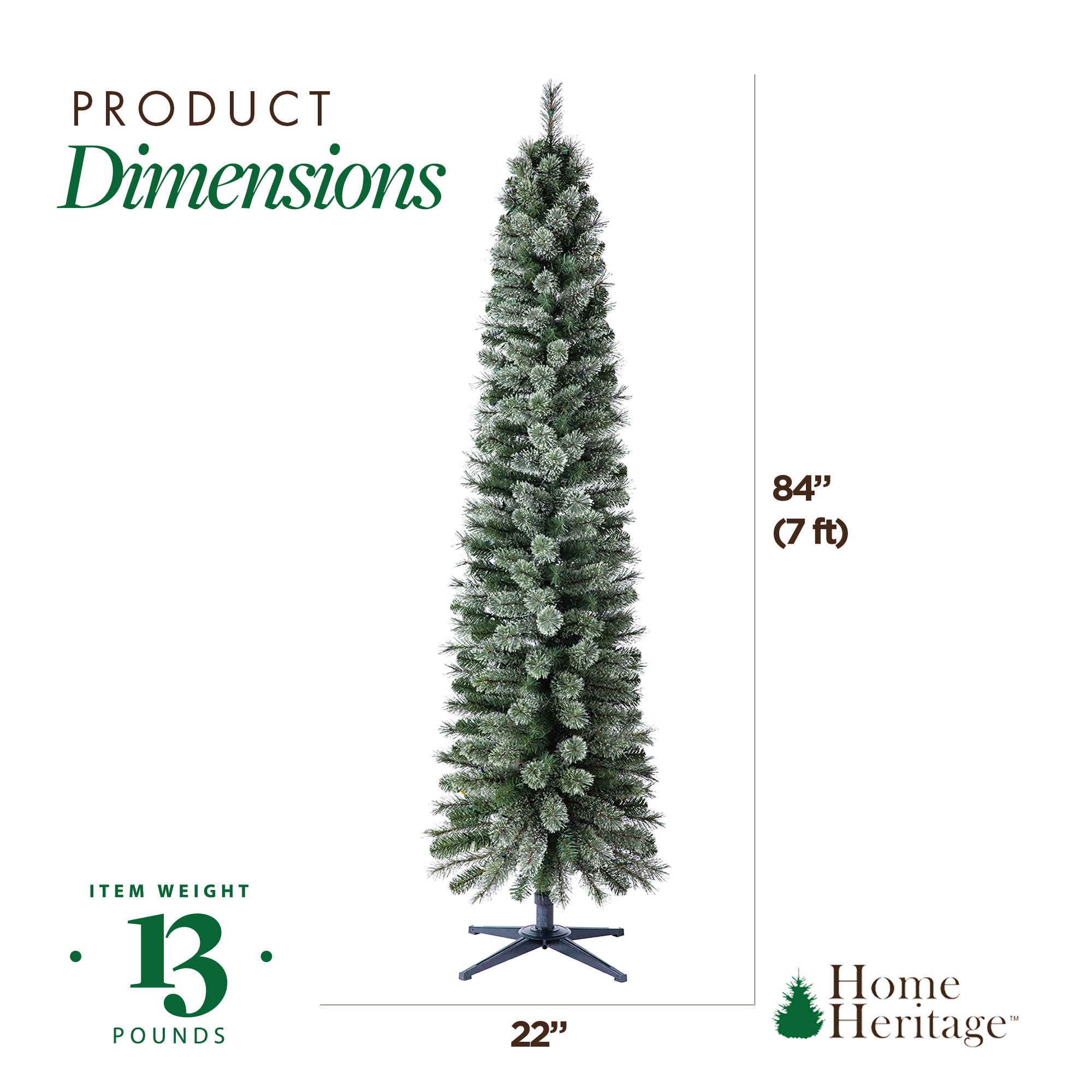 Home Heritage Stanley 7' Pine Artificial Christmas Tree, PreLit 350 Color Lights