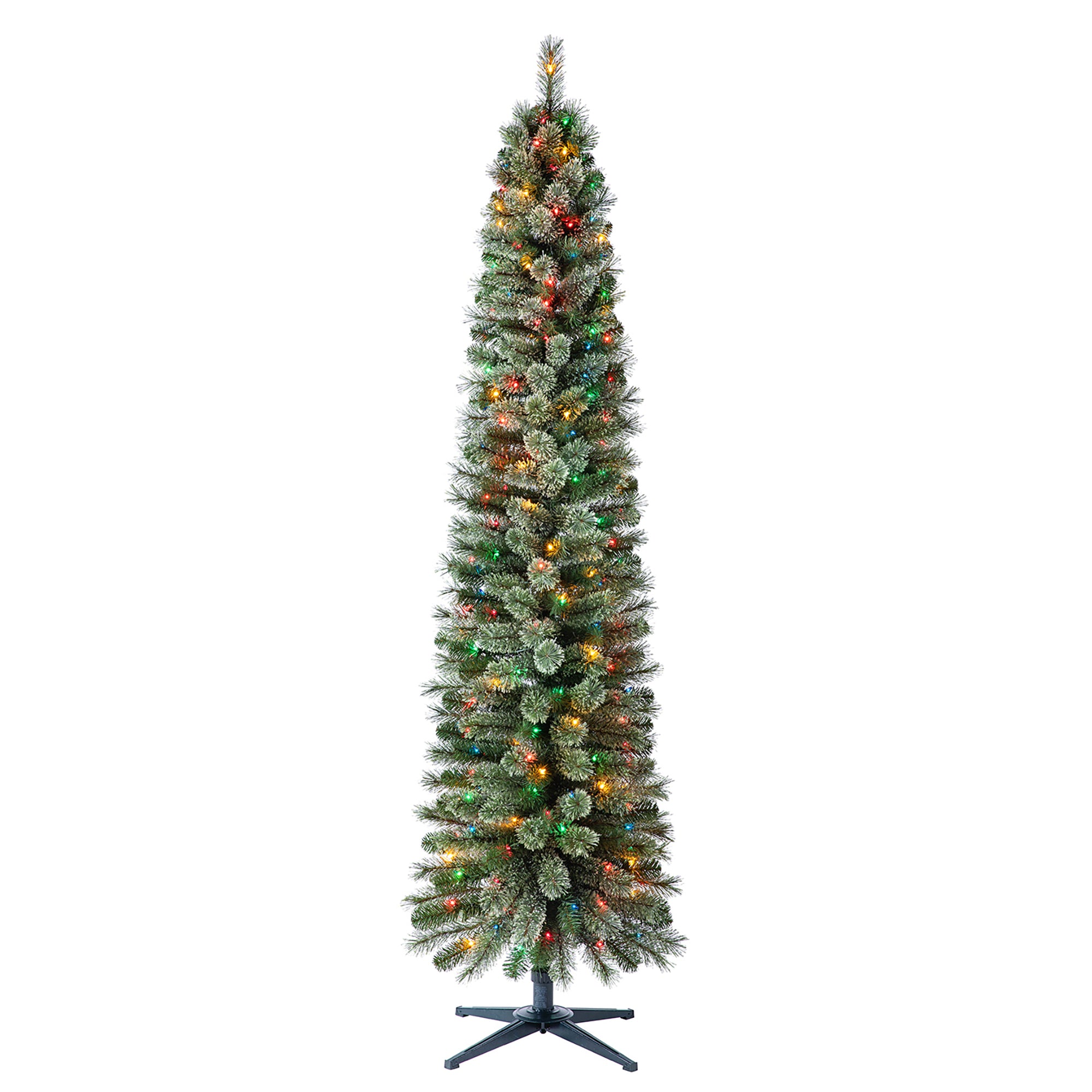 Home Heritage Stanley 7' Pine Artificial Christmas Tree, PreLit 350 Color Lights - VMInnovations