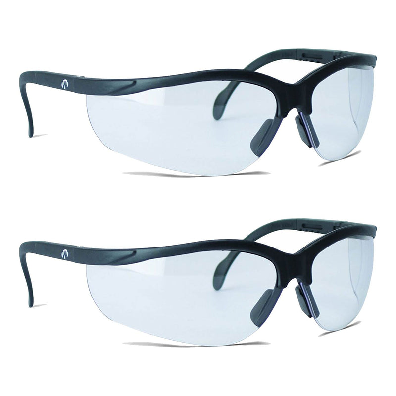 Walkers Clear Lens Poly Carbonate Eye Protection Black Shooting Glasses, 2 Pair