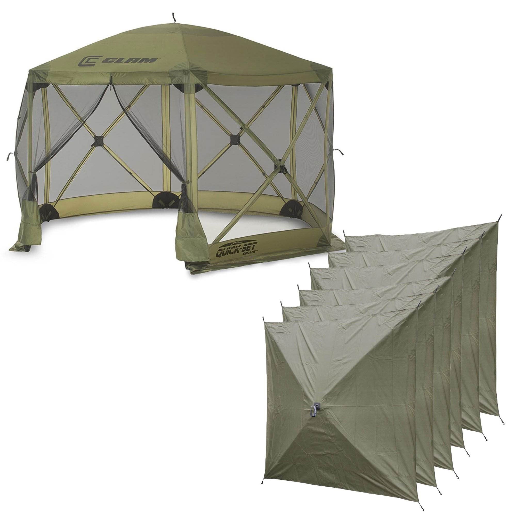 CLAM Quick-Set Escape Portable Outdoor Gazebo Canopy Shelter and 6 Wind Panels - VMInnovations
