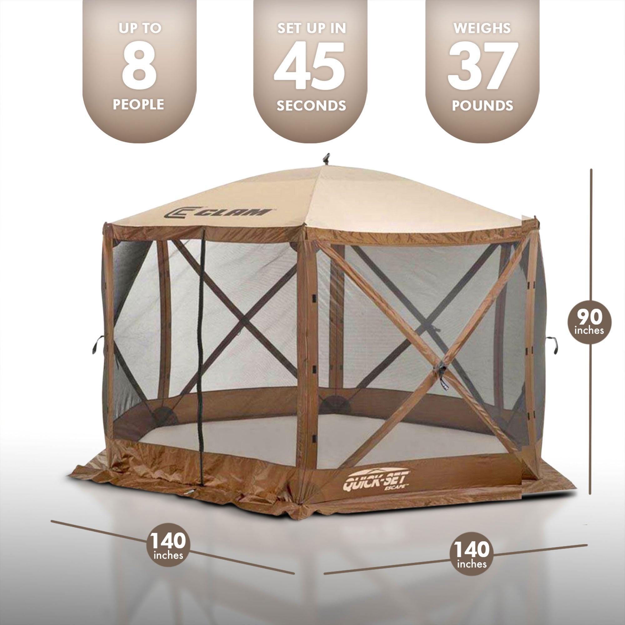Clam Quick Set Escape Portable Camping Outdoor Canopy Screen with 3 Wind Panels - VMInnovations
