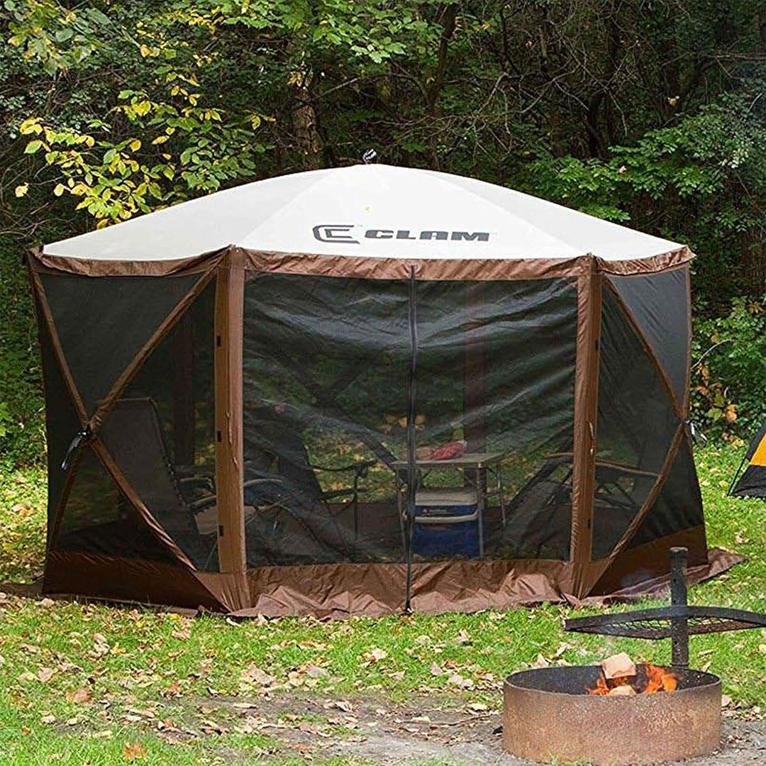 CLAM Quick Set Escape Pop Up Camping Gazebo Canopy Screen Shelter, Brown (Used) - VMInnovations