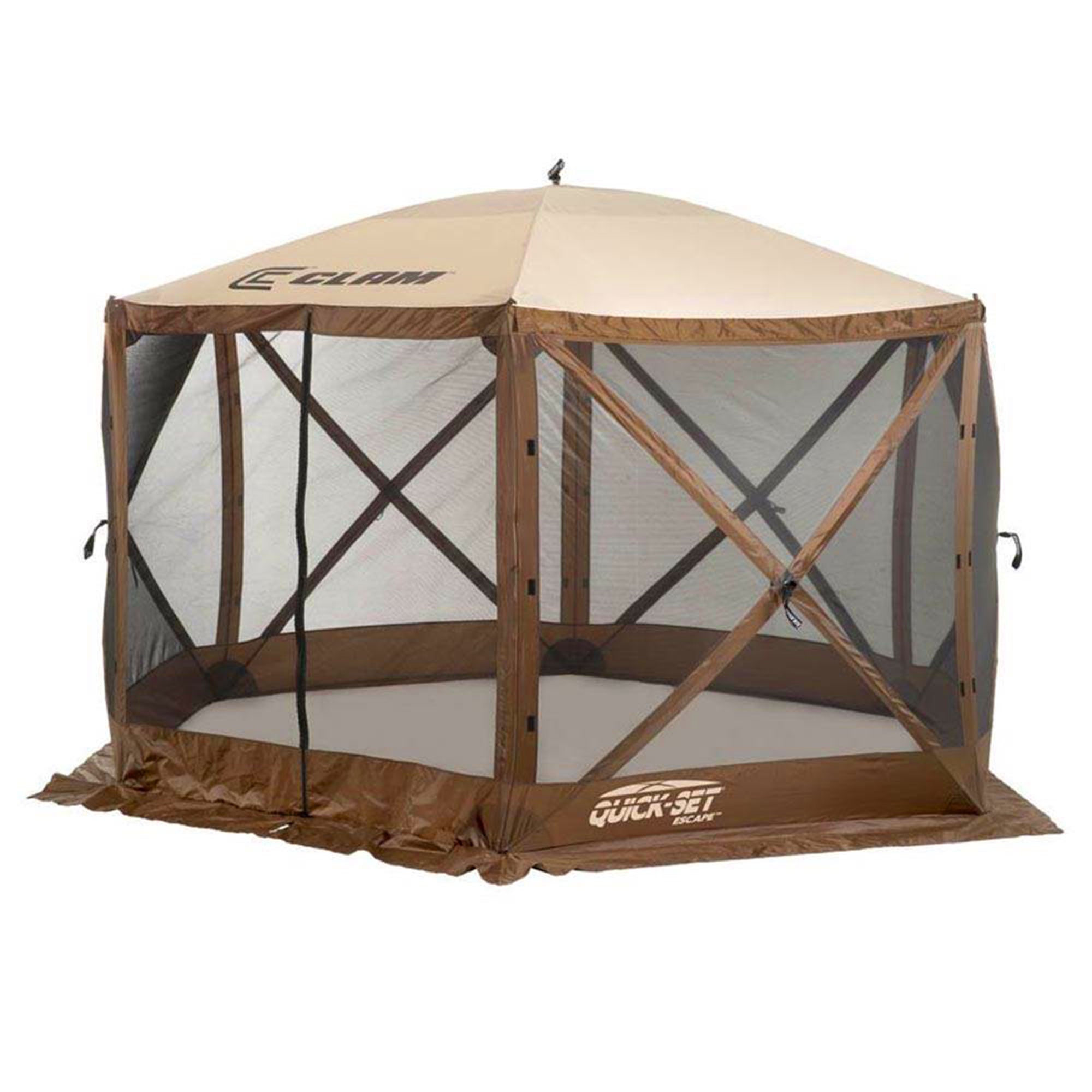 CLAM Quick-Set Escape 11.5 x 11.5' Portable Outdoor Camp Shelter, Brown (2 Pack)