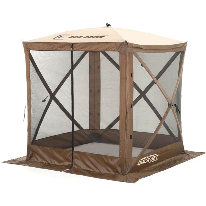 CLAM Quick Set Traveler Portable Camping Gazebo Canopy Shelter, Brown (Used) - VMInnovations