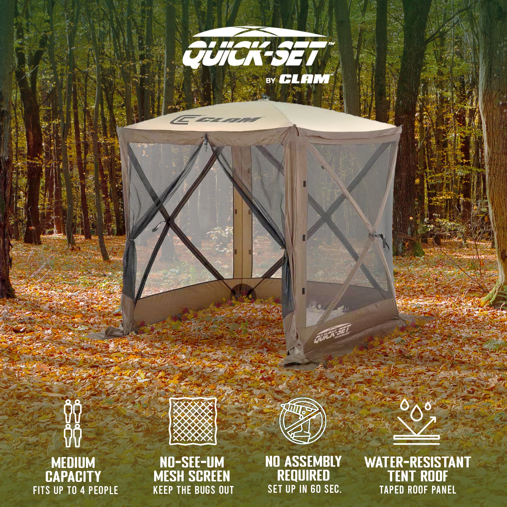 CLAM Quick Set Traveler Portable Camping Outdoor Gazebo Canopy and 3 Wind Panels - VMInnovations