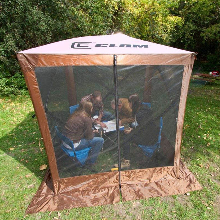 CLAM Quick Set Traveler Portable Camping Gazebo Canopy Shelter, Brown (Used) - VMInnovations