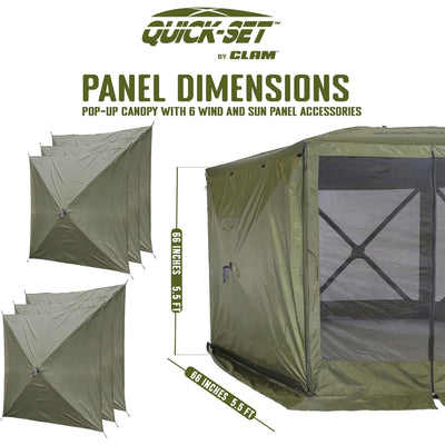 Clam Quick Set Screen Hub Green Wind Panels Accessory Only (3 pack) (Open Box)