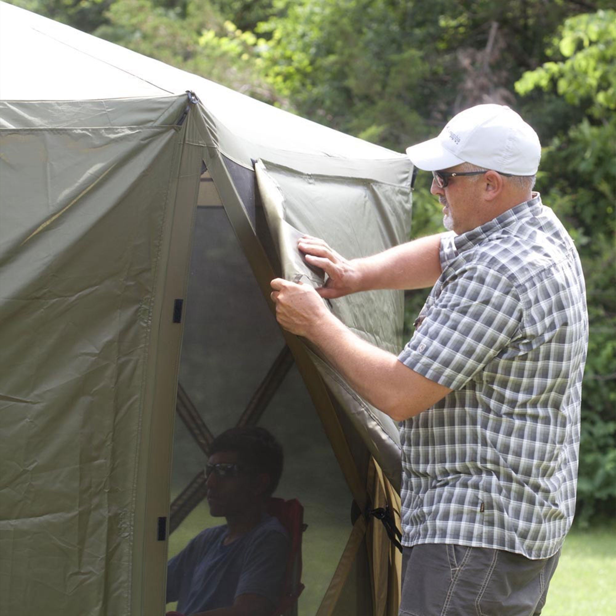 Canopy Shelter Screen Hub Green Fabric Wind & Sun Panels (3 pack) (For Parts) - VMInnovations