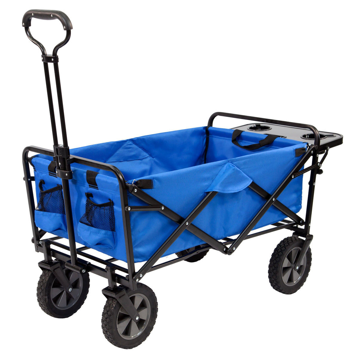 Mac Sports Folding Outdoor Garden Utility Wagon Cart w/ Table (1 Red, 1 Blue)