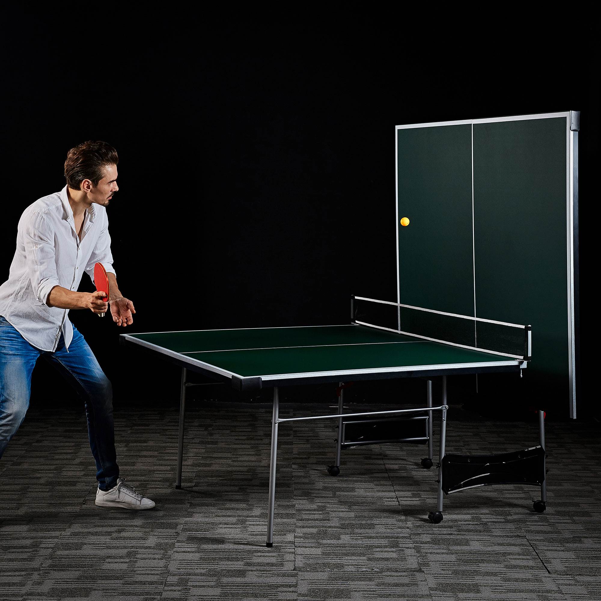Lancaster 4 Piece Official Size Indoor Folding Ping Pong Game Table (Open Box)