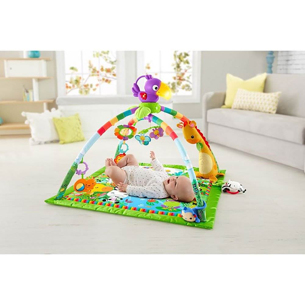 Fisher-Price Rainforest Music and Lights Deluxe Gym Baby Activity Mat (Open Box)