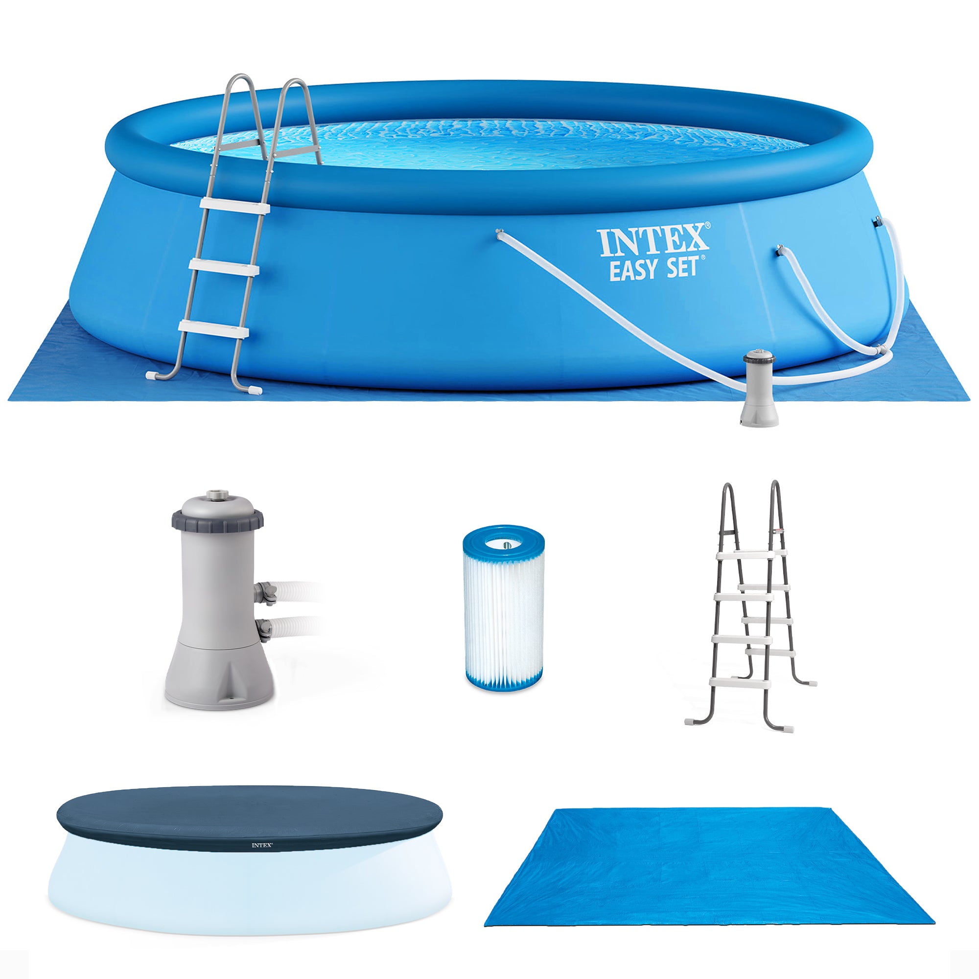 Intex 15'x42" Inflatable Above Ground Pool w/ Ladder & Pump (Open Box) (2 Pack)