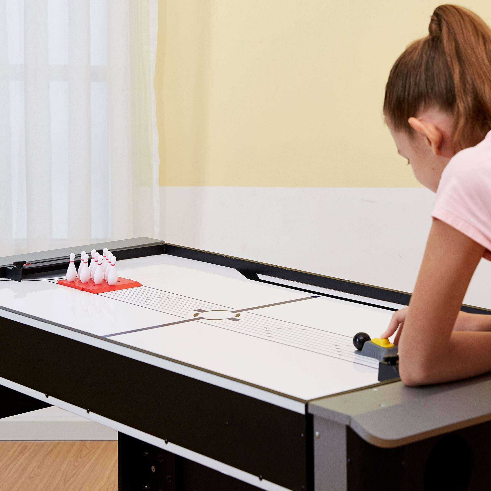 Lancaster 4 in 1 Bowling, Hockey, Table Tennis, Pool Arcade Game Table, Black