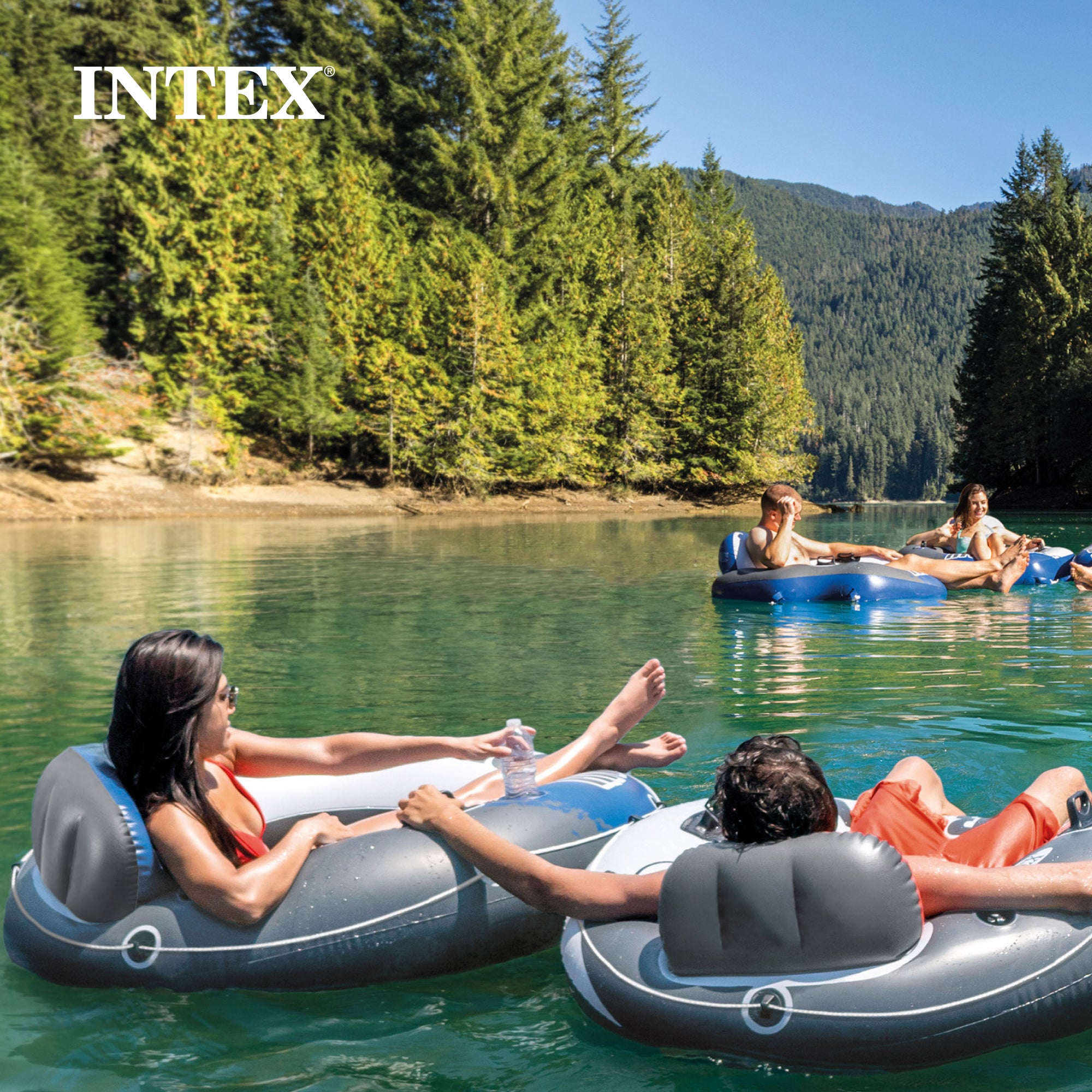 Intex River Run Single Inflatable Floating Water Tube, Color Varies (Used)