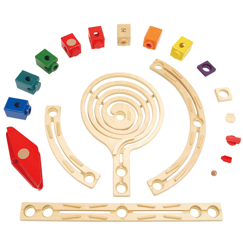 Hape Quadrilla Xcellerator Marble Run Race Maze Toy Building Set + Speedway Pack